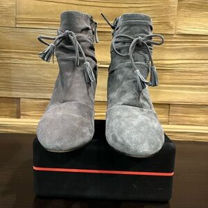 White House Black Market, Used Condition, gray suede booties.